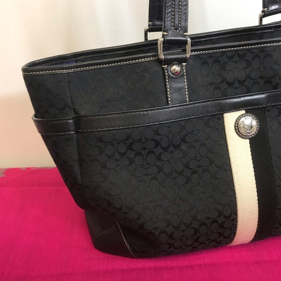 COACH Voyage Signature Zipup Tote/Diaper Bag Black - Picture 5 of 16